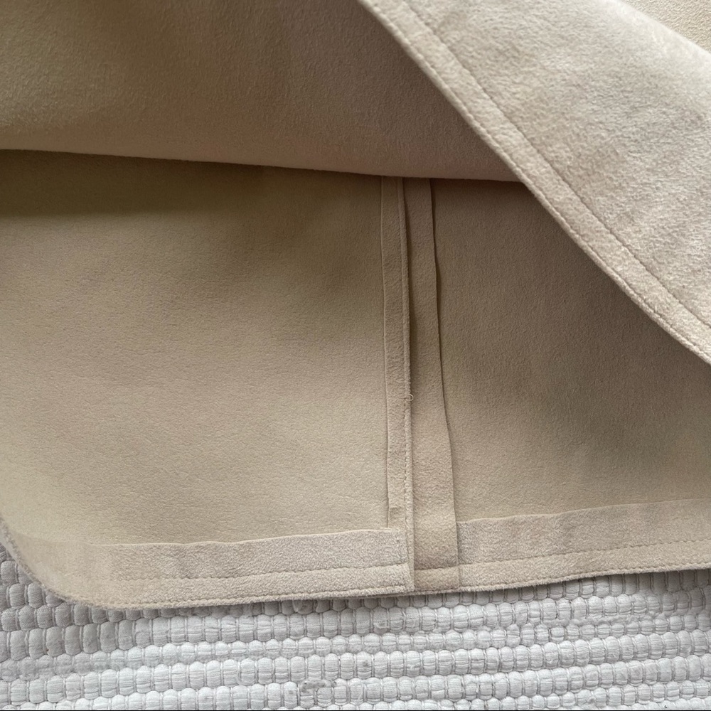 Vintage Nat Kaplan Ultrasuede Skirt Suit Navy Trim 70s Madison Ave Size 14 - Picture 4 of 12